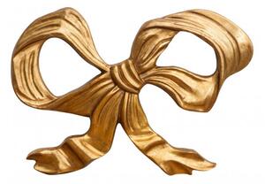 Decoro a forma di fiocco in legno finitura foglia oro anticato L56xPR4xH39 cm Made in Italy