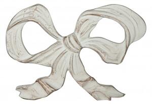 Decoro a forma di fiocco in legno finitura bianco anticato L56xPR3xH39 cm Made in Italy