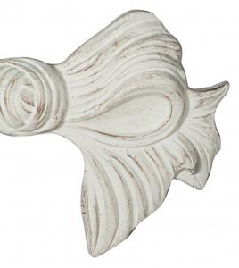 Decoro a forma di fiocco in legno finitura bianco anticato L67xPR7xH38 cm Made in Italy