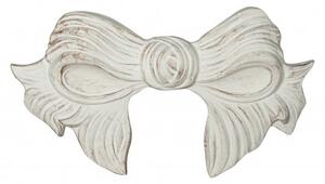 Decoro a forma di fiocco in legno finitura bianco anticato L67xPR7xH38 cm Made in Italy