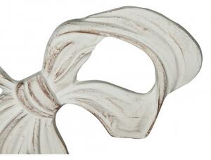 Decoro a forma di fiocco in legno finitura bianco anticato L56xPR3xH39 cm Made in Italy