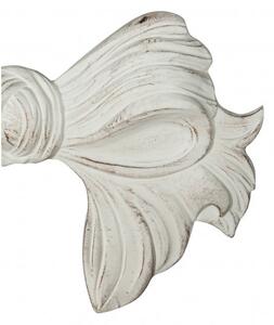 Decoro a forma di fiocco in legno finitura bianco anticato L87xPR7xH50 cm Made in Italy