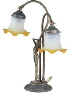 Lampada da tavolo style Liberty in fusione di ottone invecchiato L36XPR12XH42 cm Made in Italy