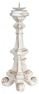 Candeliere in legno finitura bianca anticata L19xPR19xH40 cm Made in Italy