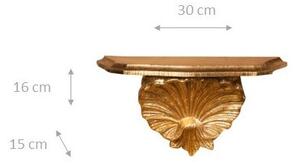 Mensola a muro in legno finitura foglia oro L30xPR15xH16 cm Made in Italy