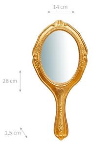 Specchiera a mano in legno finitura foglia oro anticata L14xPR1,5xH28 cm Made in Italy