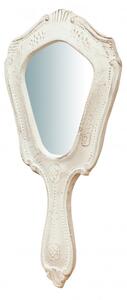 Specchiera a mano in legno finitura bianca anticata L15xPR2xH31 cm Made in Italy