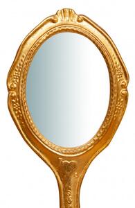 Specchiera a mano in legno finitura foglia oro anticata L14xPR1,5xH28 cm Made in Italy