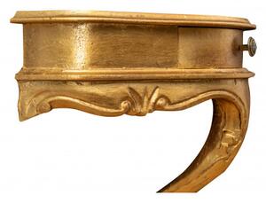 Mensola a muro in legno finitura foglia oro anticato L43xPR21xH39 cm Made in Italy
