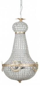Lampadario in fusione di ottone e gemme in cristallo Diam. 50XH100 cm