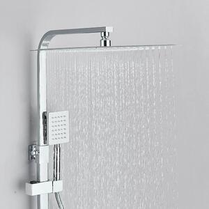 Sistema doccia - Miscelatore termostatico con display LCD - Indicatore alimentato ad acqua - Soffione a pioggia - Doccetta in ABS - Binario regolabile in altezza - Montaggio a parete - Cromo