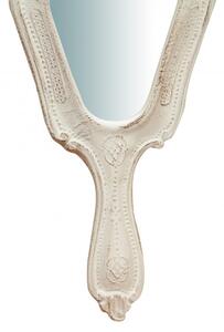 Specchiera a mano in legno finitura bianca anticata L15xPR2xH31 cm Made in Italy