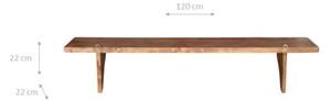 Mensola da parete in legno massello di tiglio finitura noce 120x22x22 cm Made in Italy