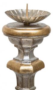 Candeliere in legno finitura foglia argento e oro Made in Italy