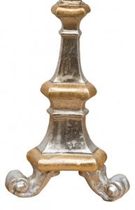 Candeliere in legno finitura foglia argento e oro. Made in Italy