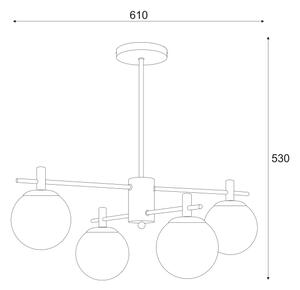 Lampadario a sospensione con supporto rigido LILOU 4xE14/5W/230V cromo opaco/fumé