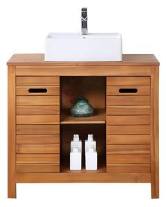 Mobile bagno con lavabo semplice 90 cm in Legno d'acacia - PULUKAN