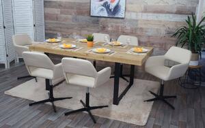 Set di 6 sedie da pranzo HWC-A50 IV, sedia da cucina, meccanismo girevole retrò regolabile in altezza ~ Pelle finta crema, base nera