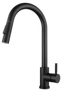 Rubinetto da cucina - Rubinetto con sensore e doccetta estraibile - Comando touch - Sensore di movimento - Montaggio a incasso su piano con foro singolo - Monocomando - Acciaio inossidabile - Nero