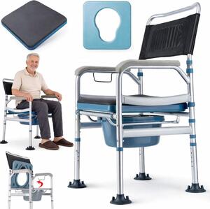 Sedile WC multifunzionale 4 in 1 di Linomag®, adatto per WC a filo pavimento, con rivestimento rimovibile, ventose antiscivolo, utilizzabile anche come sedile per doccia, poltrona relax o sedile WC, impermeabile, nero