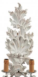 Coppia di Lampade Applique Shabby in legno e ferro finitura bianco anticato Made In Italy
