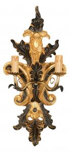 Lampada Applique Shabby in legno e ferro finitura foglia oro anticato e nero Made In Italy