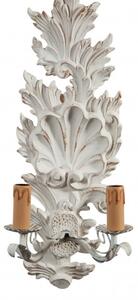 Coppia di Lampade Applique Shabby in legno e ferro finitura bianco anticato Made In Italy