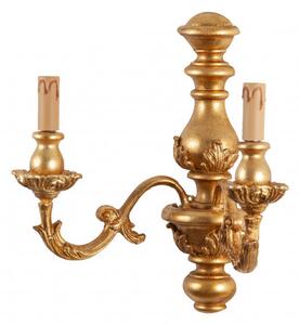 Lampada Applique Shabby in legno e ferro finitura foglia oro anticato Made In Italy