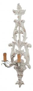Lampada Applique Shabby in legno e ferro finitura bianco anticato Made In Italy