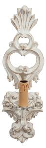 Lampada Applique Shabby in legno e ferro finitura bianco anticato Made In Italy