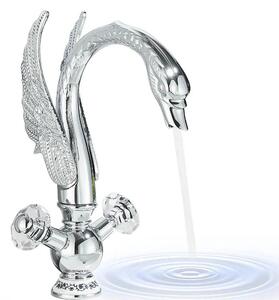 Rubinetto per lavabo - Rubinetto da bagno - A due manopole - Acqua calda e fredda - Cartuccia in Vetroceramica - Manopole in cristallo - Montaggio a incasso su piano - Cromo