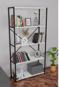 Libreria 5 Ripiani Stile Industrial 88x34x180 Jacob Bianco
