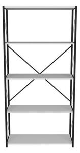 Libreria 5 Ripiani Stile Industrial 88x34x180 Jacob Bianco