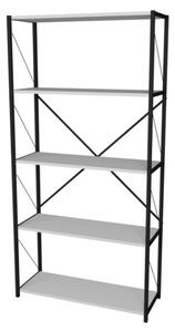 Libreria 5 Ripiani Stile Industrial 88x34x180 Jacob Bianco