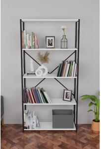 Libreria 5 Ripiani Stile Industrial 88x34x180 Jacob Bianco