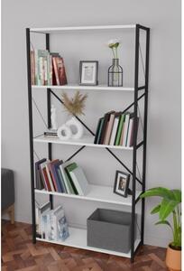 Libreria 5 Ripiani Stile Industrial 88x34x180 Jacob Bianco