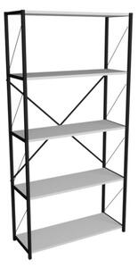 Libreria 5 Ripiani Stile Industrial 88x34x180 Jacob Bianco