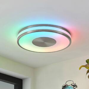 Plafoniera a LED Fjella Lindby, dimmerabile, Alluminio / Grigio / Zincato, Soggiorno / Sala da pranzo, Metallo, Moderno, Plafoniera LED