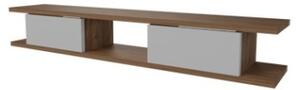 Mobile TV Sospeso 120x20x18 cm 2 Ante E Vano A Giorno Delta Rovere E Bianco