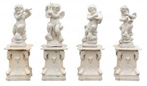 Set 4 statue in fusione di ghisa finitura bianca anticata
