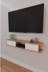 Mobile TV Sospeso 120x20x18 cm 2 Ante E Vano A Giorno Delta Rovere E Bianco
