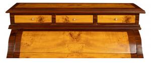 Scrittoio secretaire in legno impiallacciato finitura noce arricchito con particolari intarsi totalmente realizzati a mano