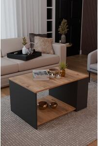Tavolino Da Salotto Design Moderno 60x90x48 Con Vani Laterali Zeno Rovere E Antracite - LBSIGN