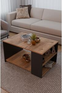 Tavolino Da Salotto Design Moderno 60x90x48 Con Vani Laterali Zeno Rovere E Antracite - LBSIGN