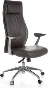 Sedia da ufficio in vera pelle marrone Sedia da scrivania X-XL 120 kg Meccanismo sincronizzato Poltrona direzionale Poggiatesta alto