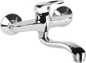 Miscelatore da lavabo Vittoria con braccio ricurvo, cromato lucido, lunghezza del braccio 20 cm