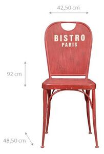 Sedia sagomata "Bistro de Paris" in ferro finitura rosso anticata L43xPR48xH92 cm