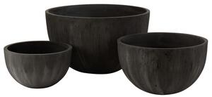 Bowl - Set Di 3 Vasi In Terracotta Nera