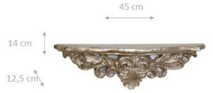 Mensola in legno finitura foglia argento anticato Made in Italy L45xPR12,5xH14 cm