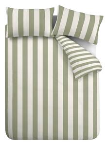 Biancheria da letto singola verde e crema 135x200 cm Cove Stripe - Catherine Lansfield